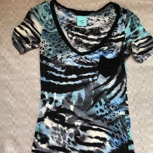 Buckle H.I.P - Black and Blue Tie Dye Knit Top